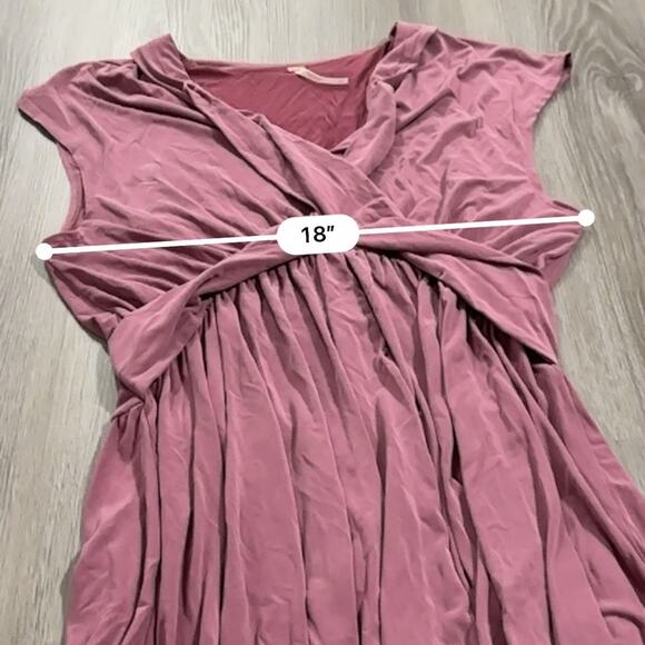 Free People Cupro Criss Cross Maeve Dusty Pink Short Sleeve Faux Wrap Mini Dress - Picture 9 of 10